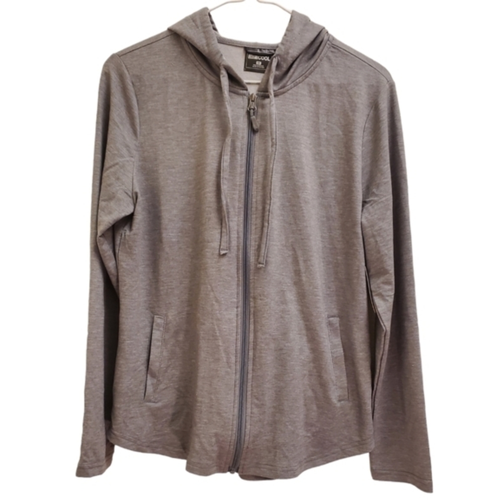 32 Degrees Cool Womens Full Zip Hoodie Gray Polyester Rayon Spandex Lightweight